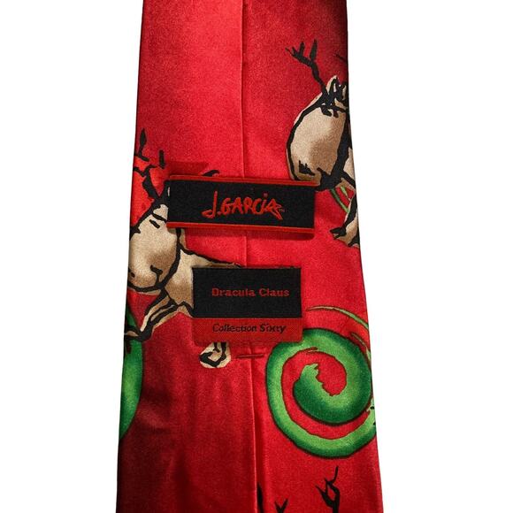 J Garcia Dracula Claus Collection Sixty Christmas Reindeer Novelty Necktie - Picture 4 of 7